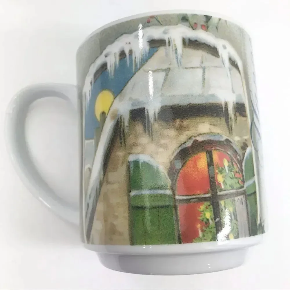 Pottery Barn Nostalgic Happy Holidays Ceramic Mug Set of Two Bundle